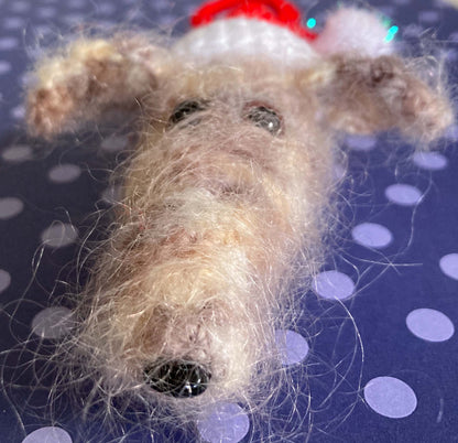 FUZZY HAIRY FLUFFY SIGHTHOUND LURCHER DEERHOUND WOLFHOUND BEDLINGTON WHIPPET FESTIVE SANTA CHRISTMAS DECORATION TREE ORNAMENT CHARM KEEPSAKE GIFT