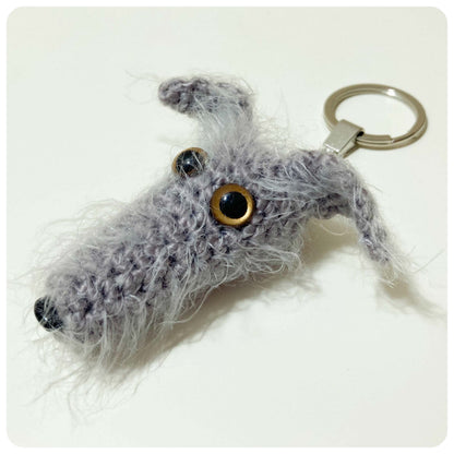 LIGHT GREY HAIRY SCRUFFY FUZZY SIGHTHOUND LURCHER BEDLINGTON WHIPPET WOLFHOUND KEYRING CHARM KEEPSAKE GIFT