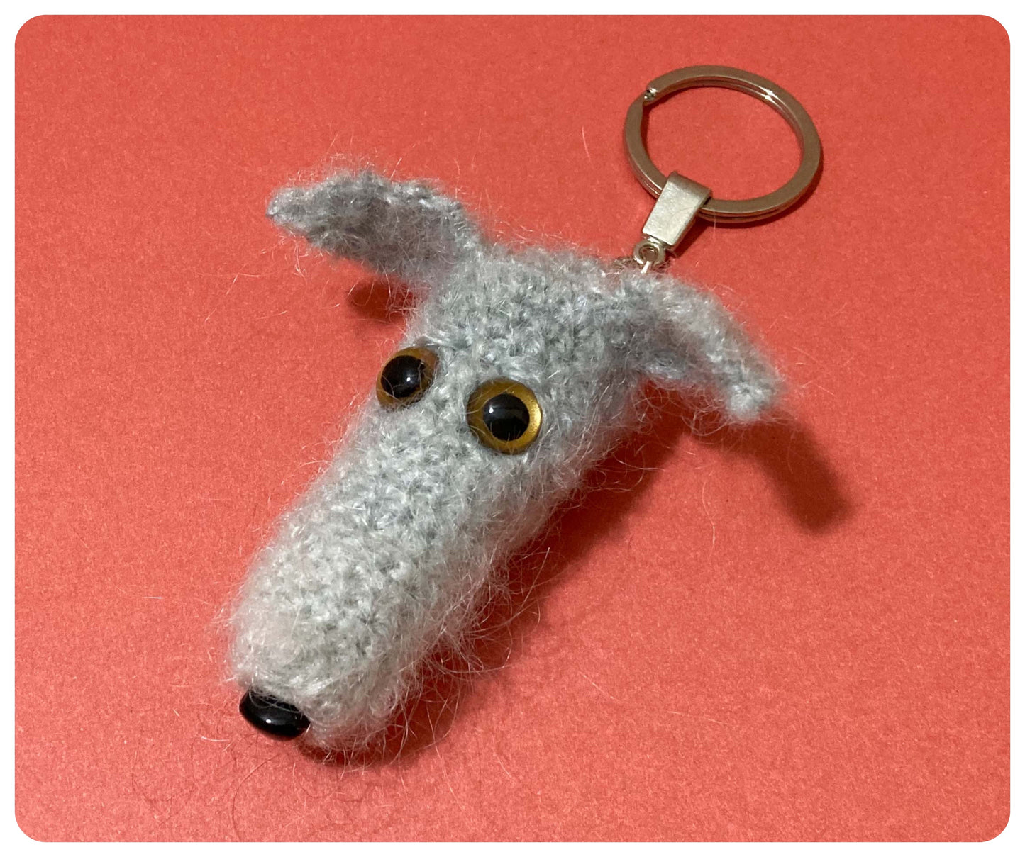 LIGHT PALE GREY HAIRY SCRUFFY SIGHTHOUND LURCHER BEDLINGTON WHIPPET WOLFHOUND KEYRING CHARM KEEPSAKE GIFT