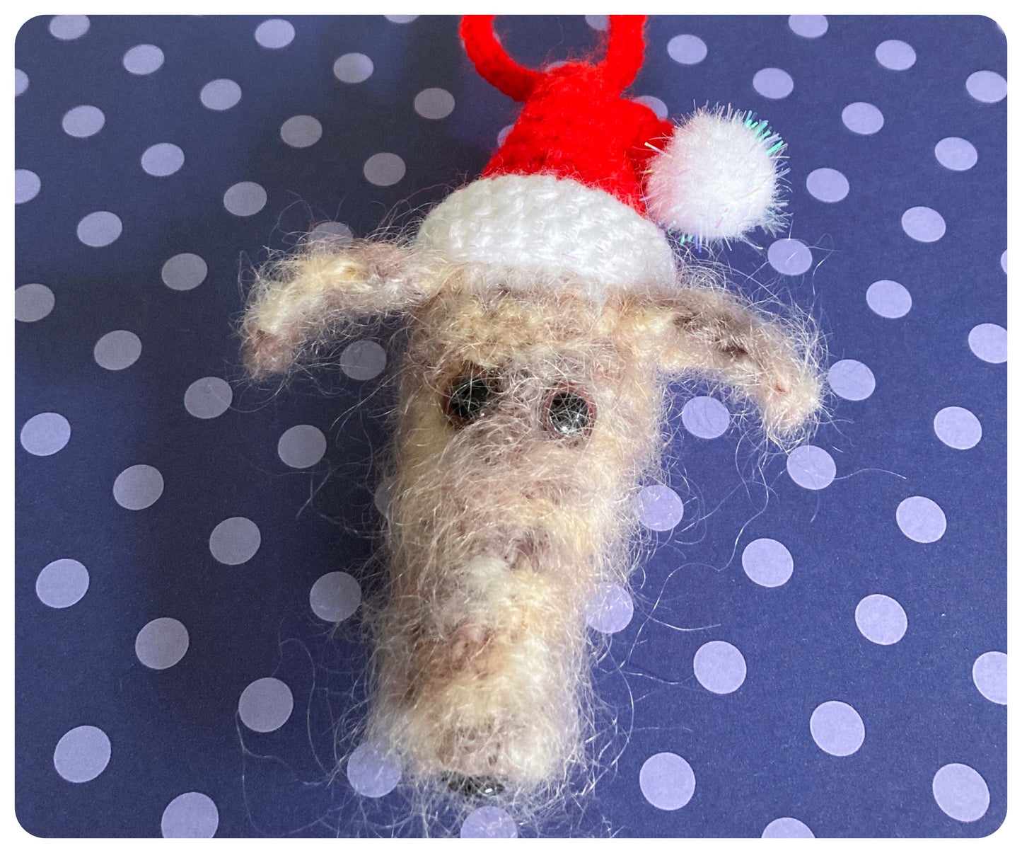 FUZZY HAIRY FLUFFY SIGHTHOUND LURCHER DEERHOUND WOLFHOUND BEDLINGTON WHIPPET FESTIVE SANTA CHRISTMAS DECORATION TREE ORNAMENT CHARM KEEPSAKE GIFT