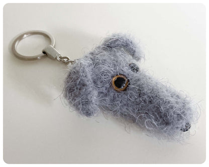 LIGHT GREY HAIRY SCRUFFY SIGHTHOUND LURCHER BEDLINGTON WHIPPET WOLFHOUND KEYRING CHARM KEEPSAKE GIFT