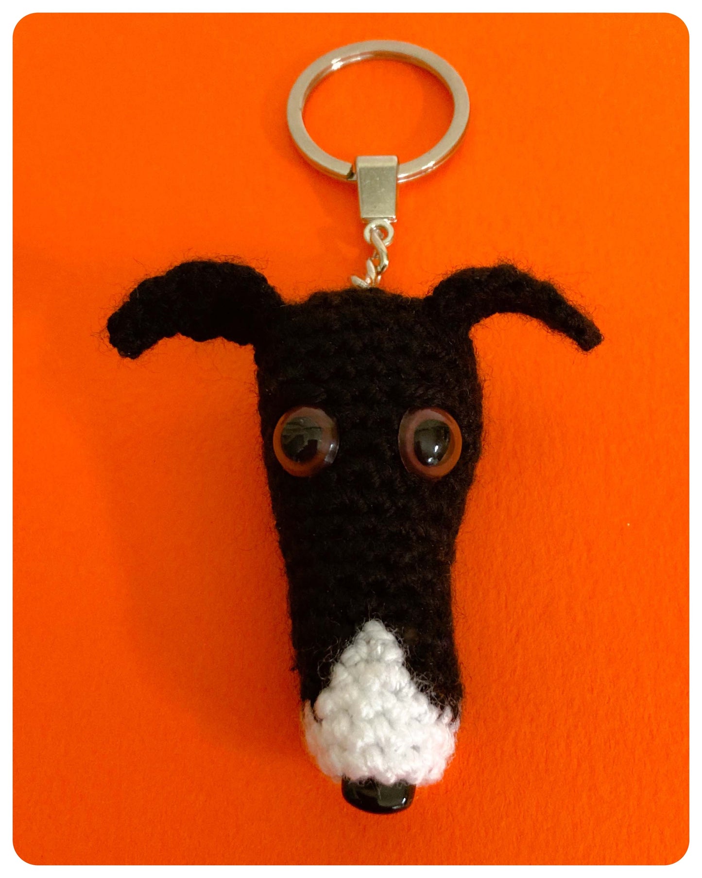 BLACK WHITE WHIPPET GREYHOUND SIGHTHOUND LURCHER ITALIAN GREYHOUND KEYRING CHARM KEEPSAKE GIFT