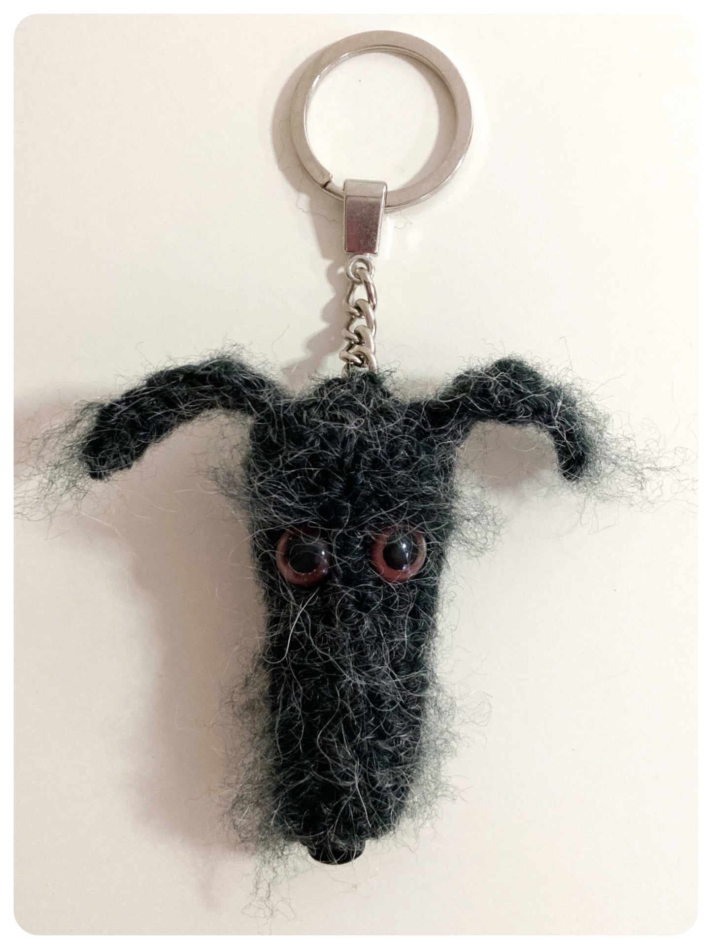 DARK GREY HAIRY SCRUFFY SIGHTHOUND LURCHER BEDLINGTON WHIPPET WOLFHOUND KEYRING CHARM KEEPSAKE GIFT