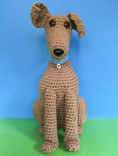 TAN CROCHET HUGE HUGGABLE WHIPPET GREYHOUND SIGHTHOUND ITALIAN GREYHOUND PLUSH KEEPSAKE MEMORIAL GIFT