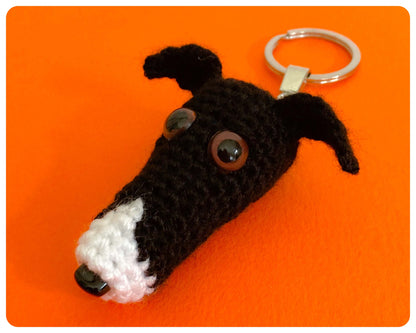 BLACK WHITE WHIPPET GREYHOUND SIGHTHOUND LURCHER ITALIAN GREYHOUND KEYRING CHARM KEEPSAKE GIFT