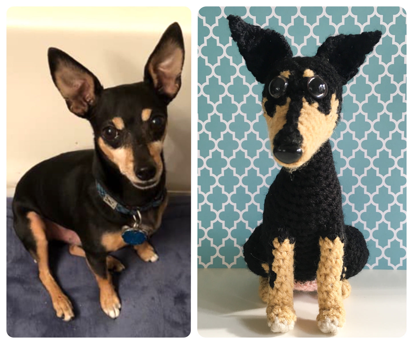 CUSTOM MINI CROCHET MIN PIN MINIATURE PINSCHER KEEPSAKE MEMORIAL GIFT