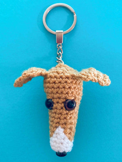 TAN WHITE WHIPPET GREYHOUND SIGHTHOUND LURCHER ITALIAN GREYHOUND KEYRING CHARM KEEPSAKE GIFT