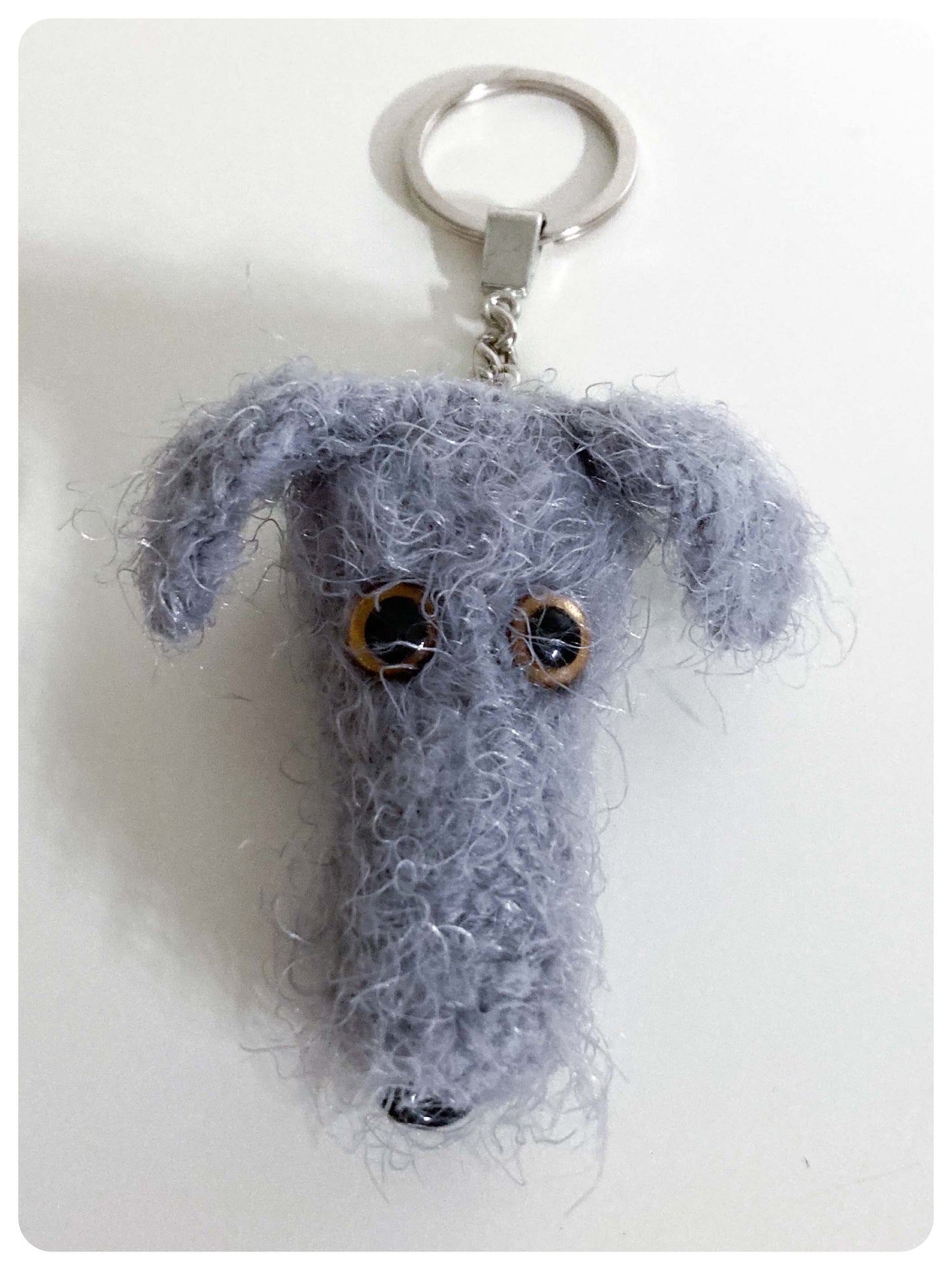 LIGHT GREY HAIRY SCRUFFY SIGHTHOUND LURCHER BEDLINGTON WHIPPET WOLFHOUND KEYRING CHARM KEEPSAKE GIFT