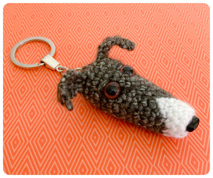 DARK TAN BLUE GREY BRINDLE WHITE WHIPPET GREYHOUND SIGHTHOUND LURCHER ITALIAN GREYHOUND KEYRING CHARM KEEPSAKE GIFT