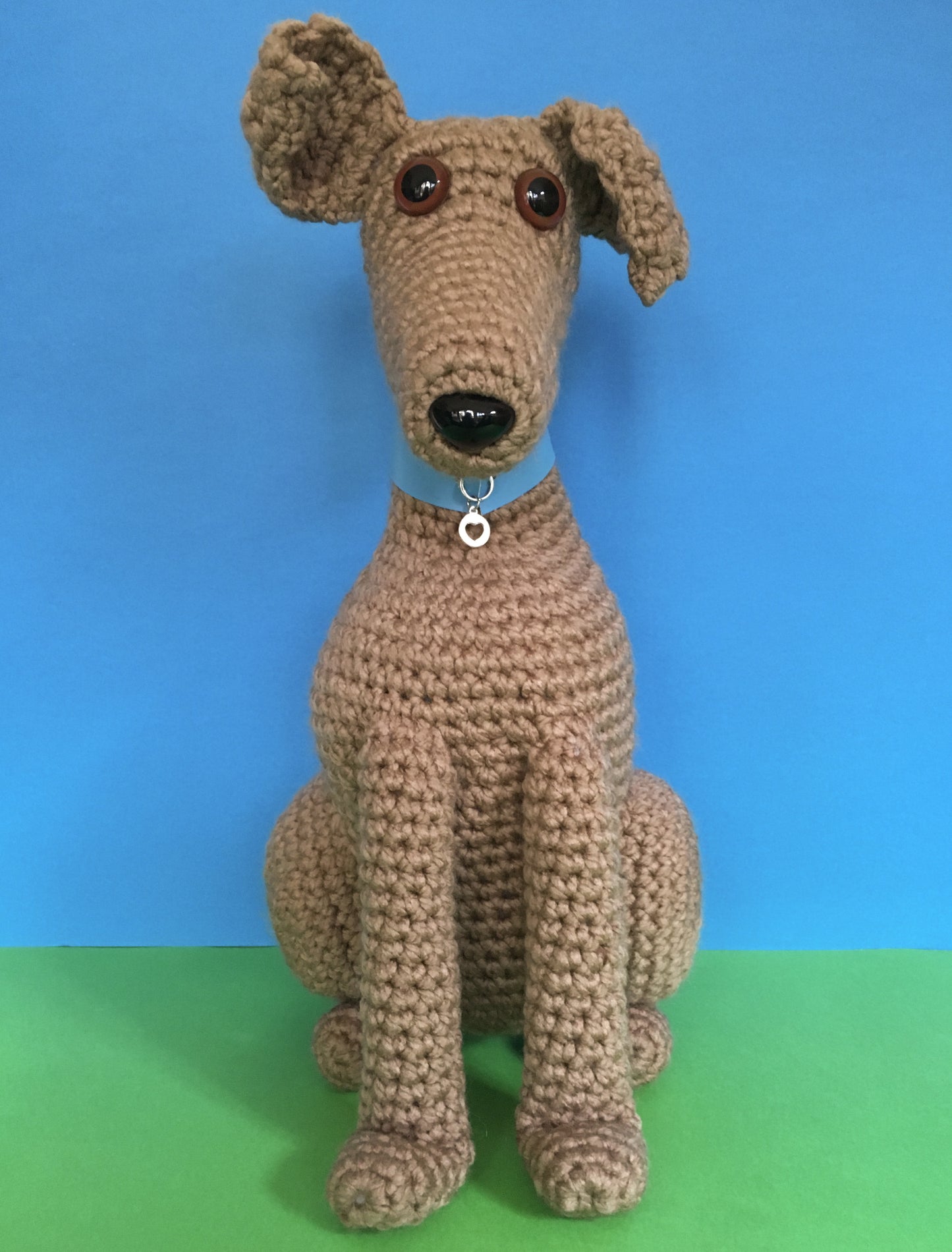 TAN CROCHET HUGE HUGGABLE WHIPPET GREYHOUND SIGHTHOUND ITALIAN GREYHOUND PLUSH KEEPSAKE MEMORIAL GIFT