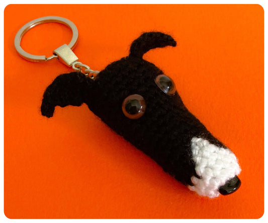 BLACK WHITE WHIPPET GREYHOUND SIGHTHOUND LURCHER ITALIAN GREYHOUND KEYRING CHARM KEEPSAKE GIFT