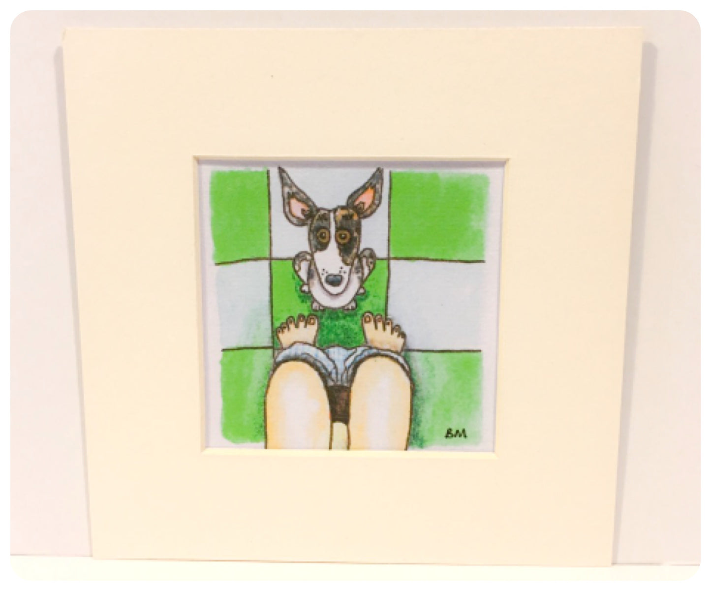 WHIPPET GREYHOUND SIGHTHOUND LURCHER ITALIAN GREYHOUND ART MOUNT ILLUSTRATION WATERCOLOUR TOILET CUTE FUNNY