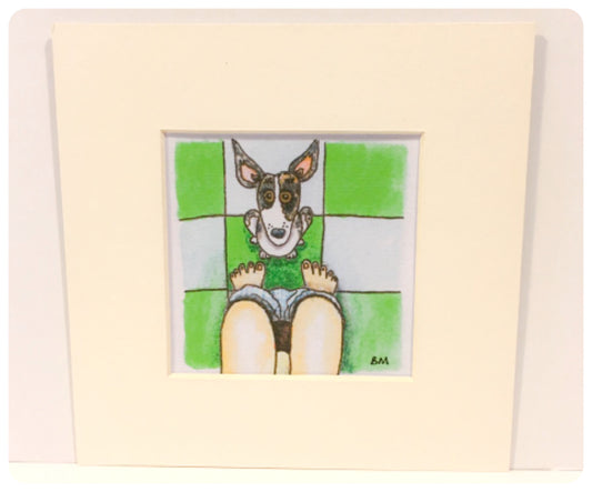 WHIPPET GREYHOUND SIGHTHOUND LURCHER ITALIAN GREYHOUND ART MOUNT ILLUSTRATION WATERCOLOUR TOILET CUTE FUNNY