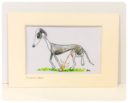 WHIPPET GREYHOUND SIGHTHOUND LURCHER ITALIAN GREYHOUND ART ILLUSTRATION WATERCOLOUR FUNNY CUTE