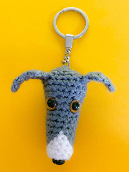 GREY BLUE WHITE WHIPPET GREYHOUND SIGHTHOUND LURCHER ITALIAN GREYHOUND KEYRING CHARM KEEPSAKE GIFT