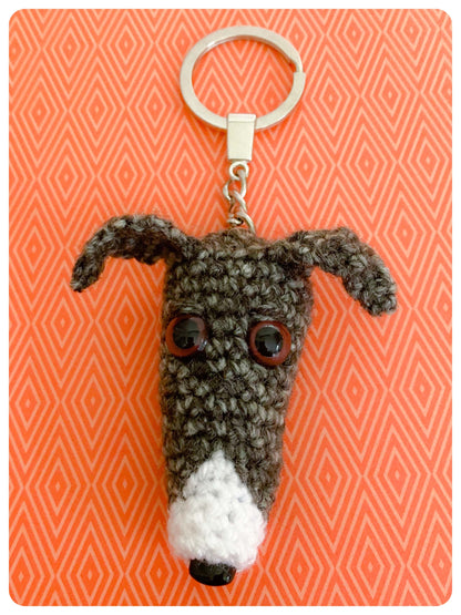 DARK TAN BLUE GREY BRINDLE WHITE WHIPPET GREYHOUND SIGHTHOUND LURCHER ITALIAN GREYHOUND KEYRING CHARM KEEPSAKE GIFT