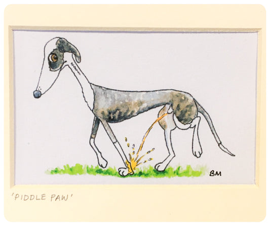 WHIPPET GREYHOUND SIGHTHOUND LURCHER ITALIAN GREYHOUND ART ILLUSTRATION WATERCOLOUR FUNNY CUTE