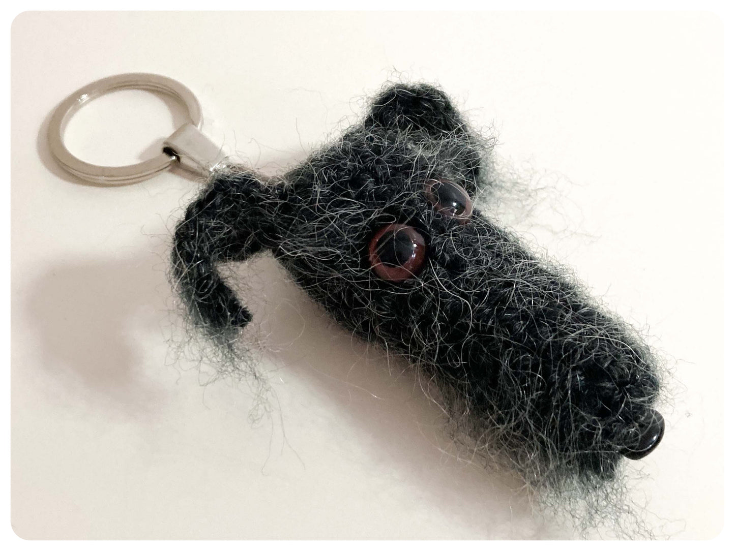 DARK GREY HAIRY SCRUFFY SIGHTHOUND LURCHER BEDLINGTON WHIPPET WOLFHOUND KEYRING CHARM KEEPSAKE GIFT