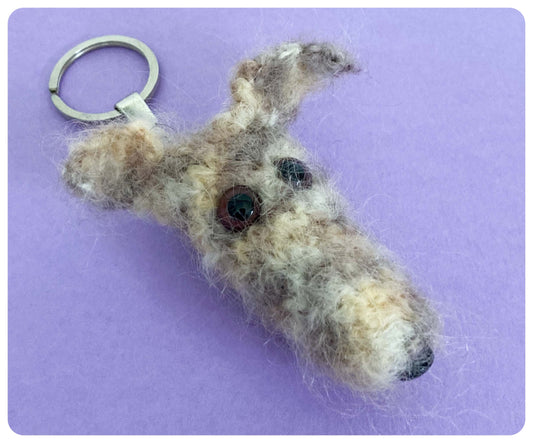 LIGHT TAN GREY HAIRY SCRUFFY SIGHTHOUND LURCHER BEDLINGTON WHIPPET WOLFHOUND KEYRING CHARM KEEPSAKE GIFT