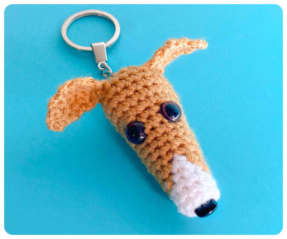 TAN WHITE WHIPPET GREYHOUND SIGHTHOUND LURCHER ITALIAN GREYHOUND KEYRING CHARM KEEPSAKE GIFT