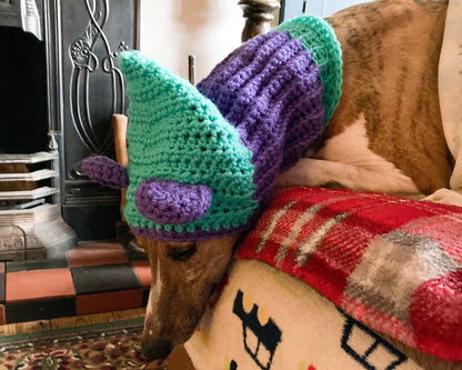 HANDMADE KNITTED WHIPPET SNOOD POINTY HOOD TEDDY BEAR EARS POM POM HAT