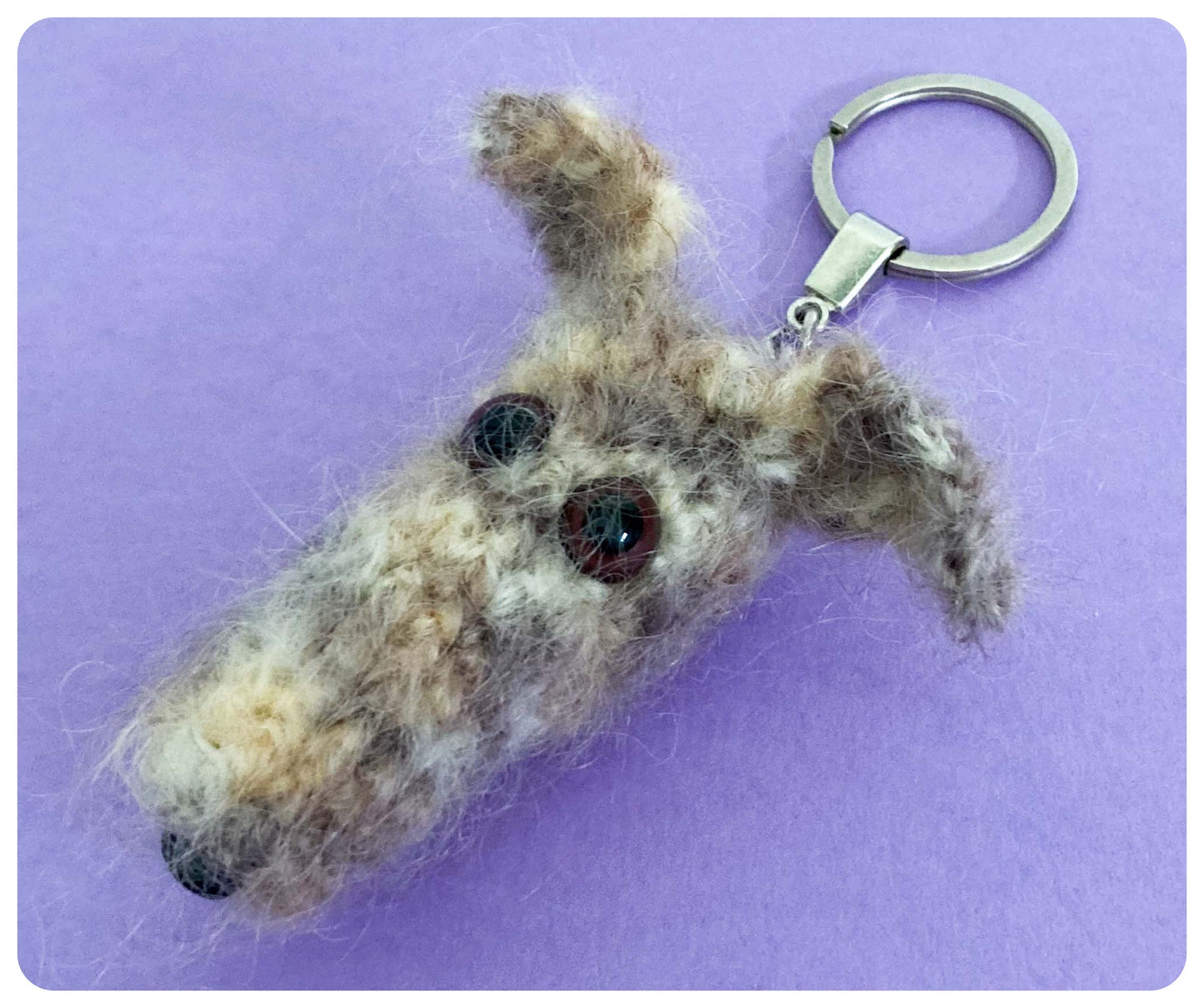 LIGHT TAN GREY HAIRY SCRUFFY SIGHTHOUND LURCHER BEDLINGTON WHIPPET WOLFHOUND KEYRING CHARM KEEPSAKE GIFT