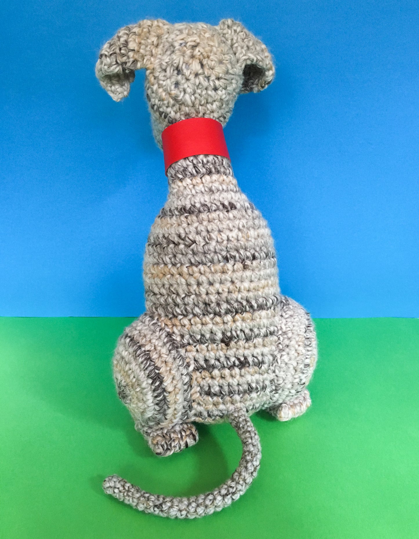 TAN BRINDLE CROCHET HUGE HUGGABLE WHIPPET GREYHOUND SIGHTHOUND ITALIAN GREYHOUND PLUSH KEEPSAKE MEMORIAL GIFT