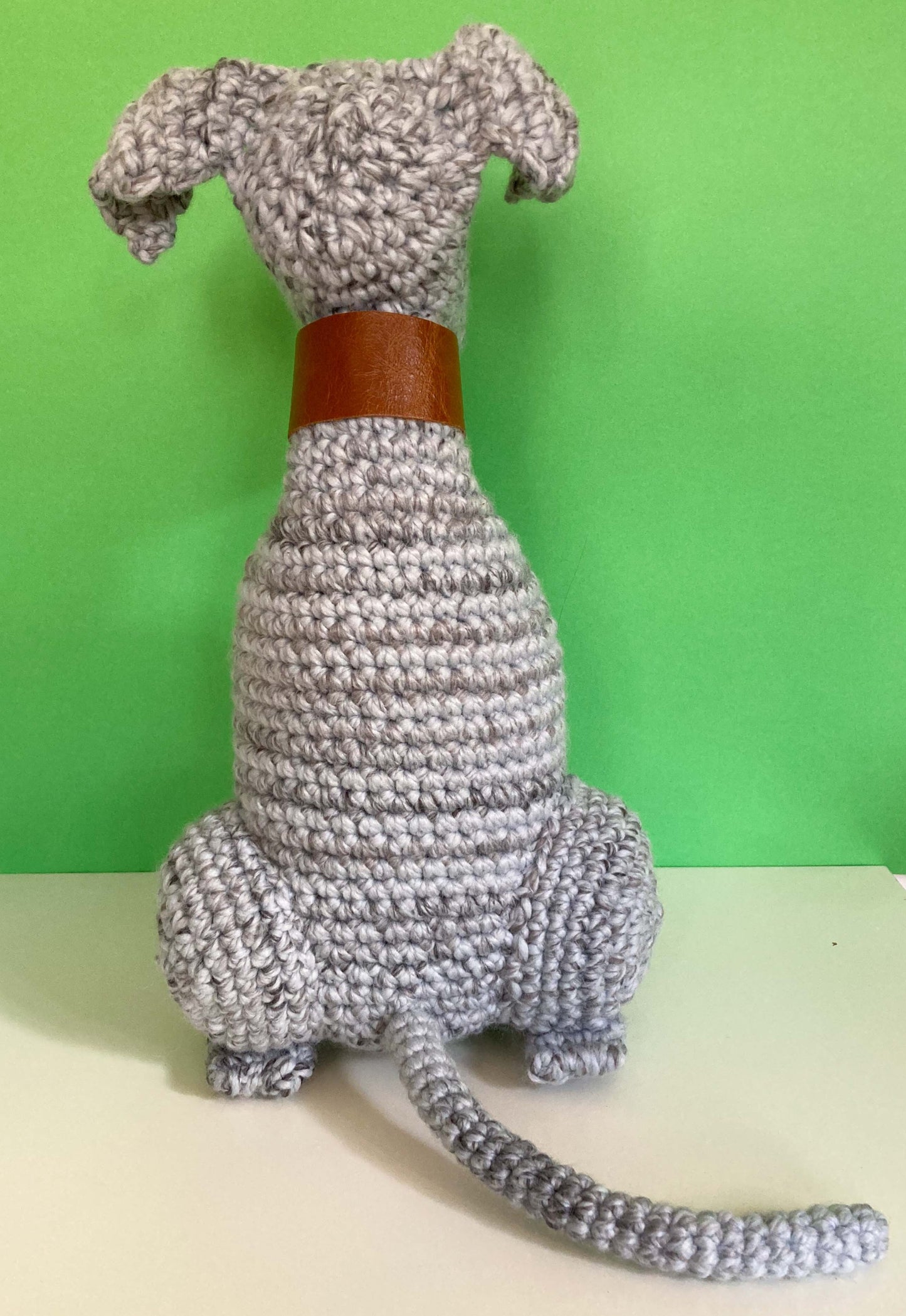 GREY BRINDLE CROCHET HUGE HUGGABLE WHIPPET GREYHOUND SIGHTHOUND ITALIAN GREYHOUND PLUSH KEEPSAKE MEMORIAL GIFT