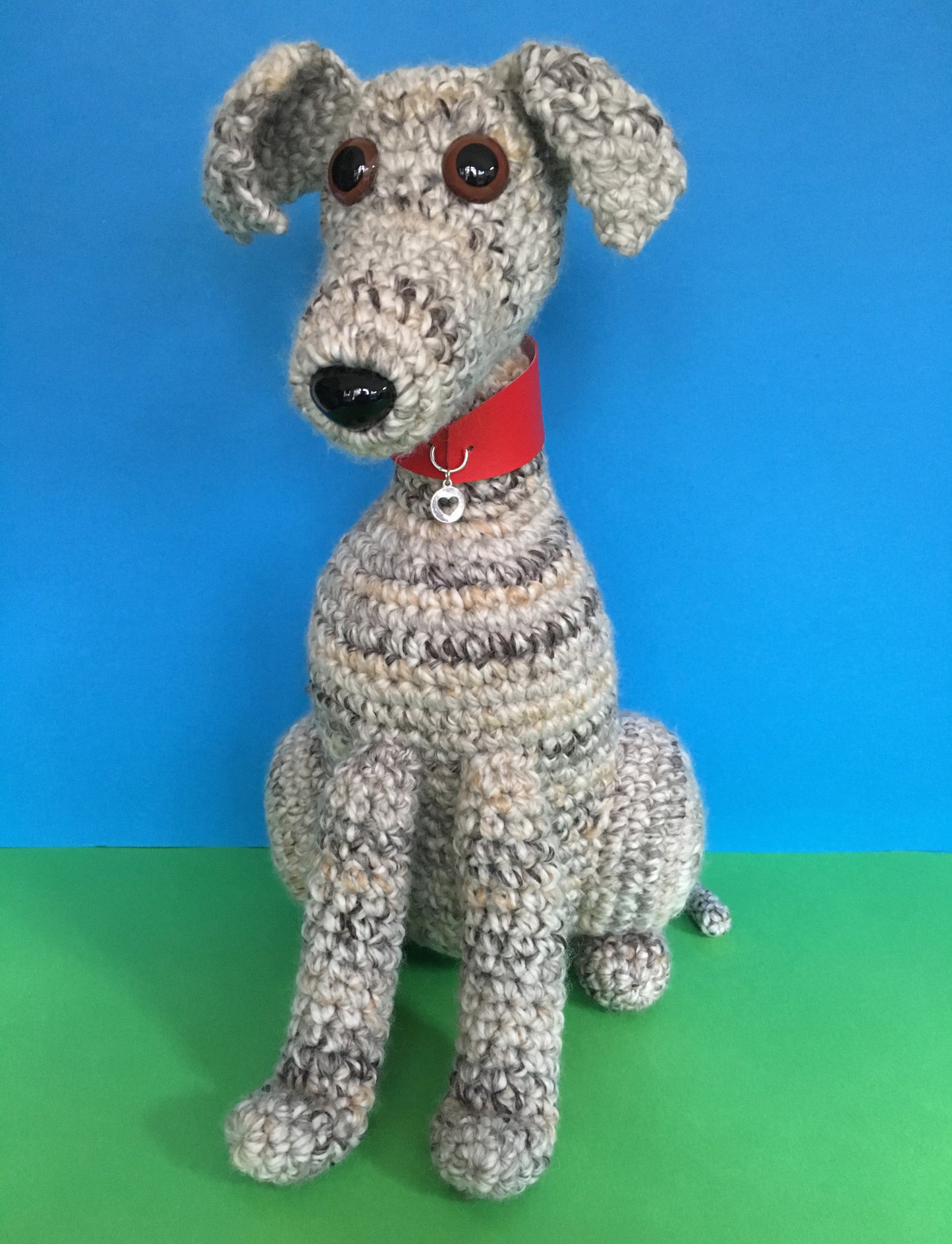 TAN BRINDLE CROCHET HUGE HUGGABLE WHIPPET GREYHOUND SIGHTHOUND ITALIAN GREYHOUND PLUSH KEEPSAKE MEMORIAL GIFT