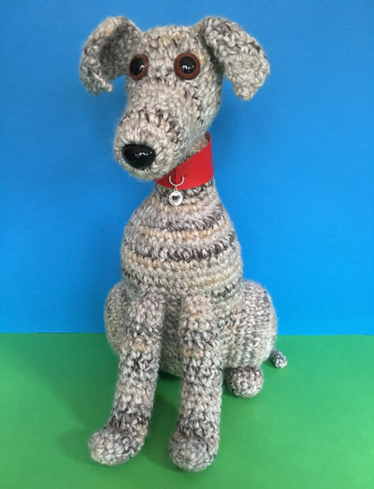 TAN BRINDLE CROCHET HUGE HUGGABLE WHIPPET GREYHOUND SIGHTHOUND ITALIAN GREYHOUND PLUSH KEEPSAKE MEMORIAL GIFT