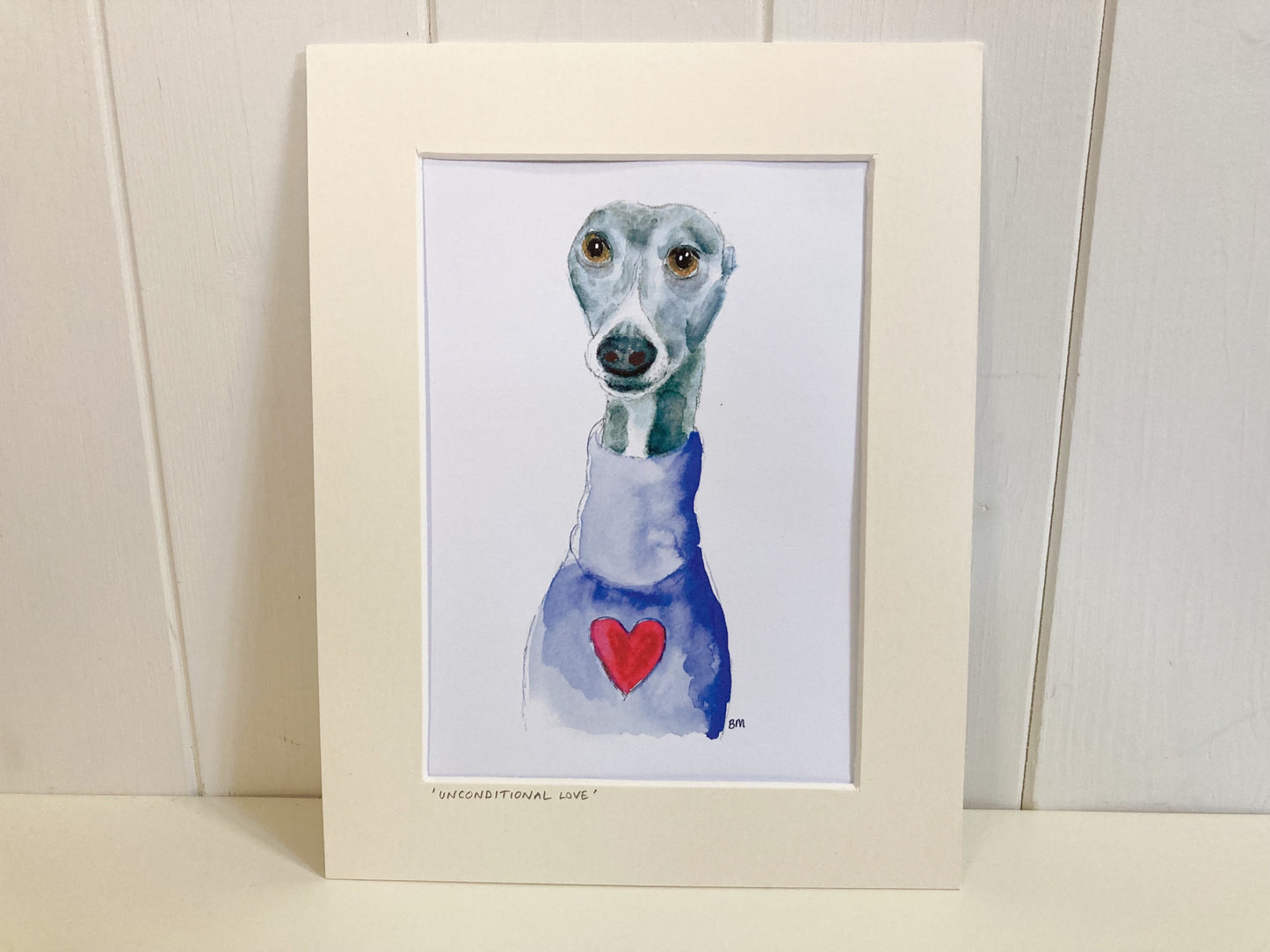 WHIPPET GREYHOUND SIGHTHOUND LURCHER ITALIAN GREYHOUND ART ILLUSTRATION WATERCOLOUR CUTE LOVE HEART JUMPER SWEATER