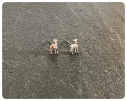 TINY CUTE SILVER GREYHOUND WHIPPET SIGHTHOUND LURCHER STAINLESS STUD EARRINGS KEEPSAKE GIFT BOX