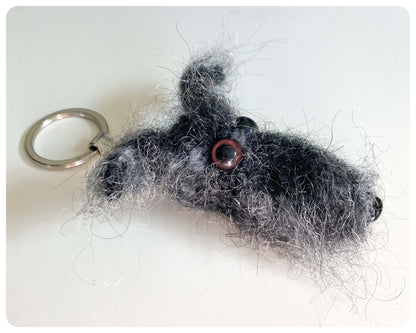 DARK & LIGHT GREY HAIRY SCRUFFY SIGHTHOUND LURCHER BEDLINGTON WHIPPET WOLFHOUND KEYRING CHARM KEEPSAKE GIFT